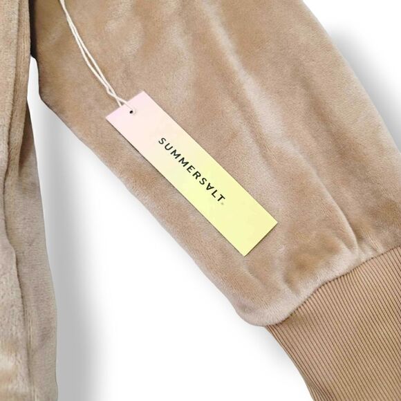 NEW Summersalt 2 PC The Plush Velour Relaxed Crew and Jogger in Fawn Size Medium - Picture 8 of 16